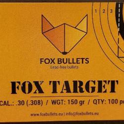 Ogives Sans Plomb Monolithiques FOX TARGET cal.308 (7.62mm) 150gr - Boite de 100 unités