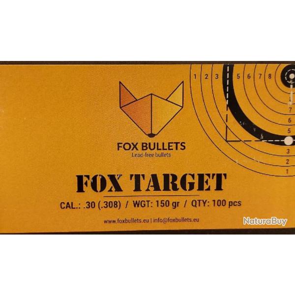 Ogives Sans Plomb Monolithiques FOX TARGET cal.308 (7.62mm) 150gr - Boite de 100 units