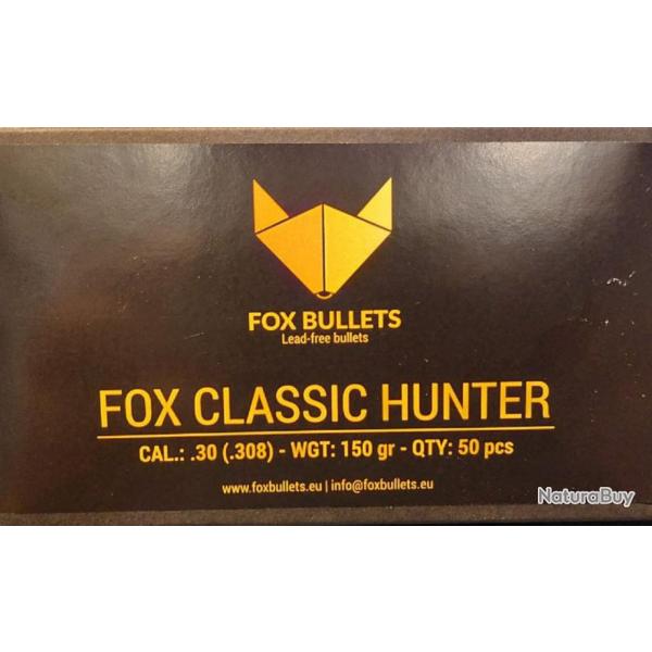 Ogives Sans Plomb Monolithiques FOX CLASSIC HUNTER cal.308 (7.62mm) 150gr - Boite de 50 units