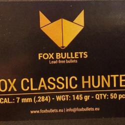 Ogives Sans Plomb Monolithiques FOX CLASSIC HUNTER cal.7mm (.284) 145gr - Boite de 50 unités