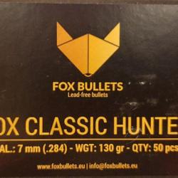 Ogives Sans Plomb Monolithiques FOX CLASSIC HUNTER cal.7mm (.284) 130gr - Boite de 50 unités