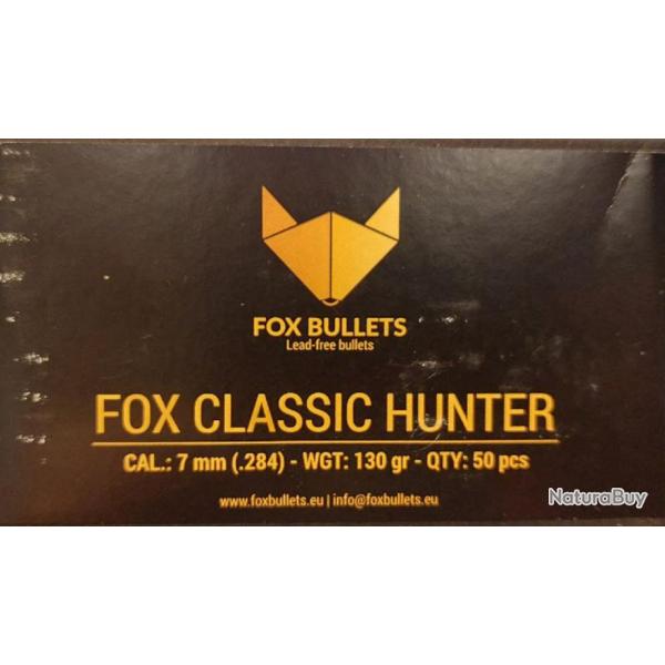 Ogives Sans Plomb Monolithiques FOX CLASSIC HUNTER cal.7mm (.284) 130gr - Boite de 50 units