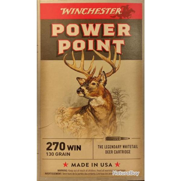 Cartouches WINCHESTER 270 SUPER X POWER POINT 130grs X20
