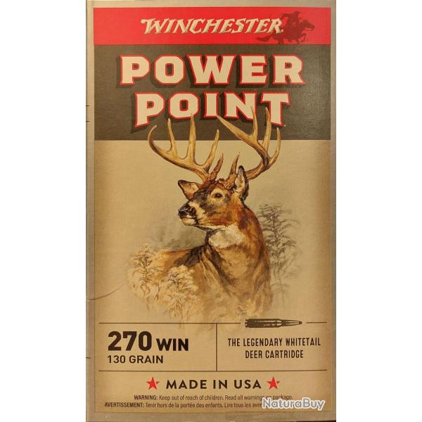 Cartouches WINCHESTER 270 SUPER X POWER POINT 130grs X20
