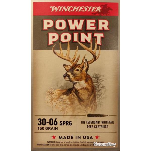 Cartouches WINCHESTER 30-06 SPRG POWER POINT 150 GR X20