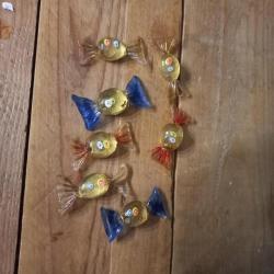 Lot de 7 bonbons en verre de " murano "