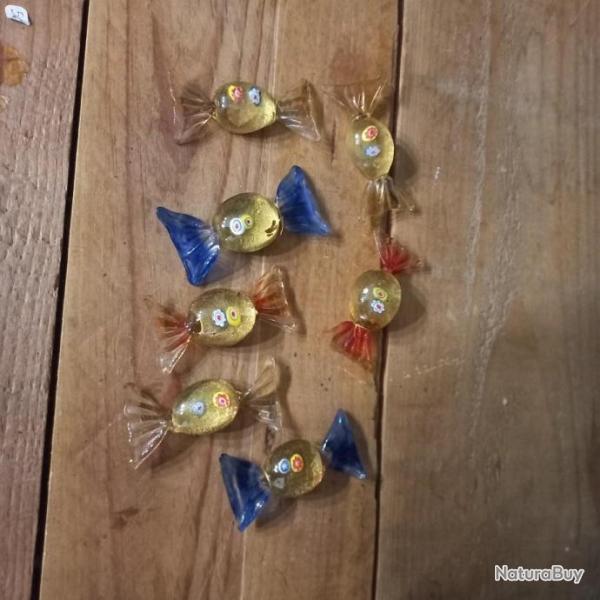 Lot de 7 bonbons en verre de " murano "