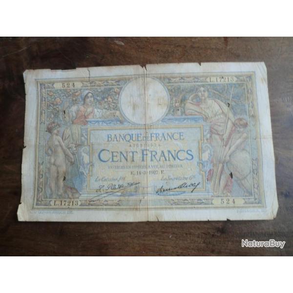 billet CENT FRANCS  E  14 3 1927 E