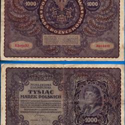 Pologne 1000 Marek 1919 Grand Billet Europe Centrale Zlotych Mareks
