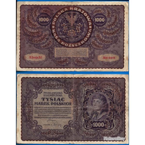 Pologne 1000 Marek 1919 Grand Billet Europe Centrale Zlotych Mareks