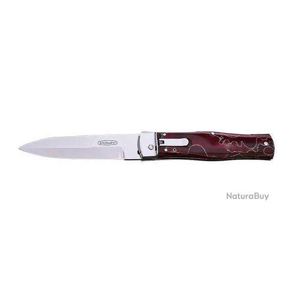 Couteau automatique Mikov Predator Stonewash Rouge/Noir