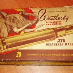 1 Boite de munitions Weatherby - Cal .378 Wby Magnum Full Jacket 300 GR -