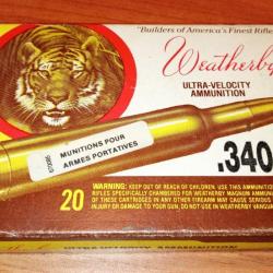 1 Boite de munitions Weatherby - Cal. .340 Wby Magnum 250 GR Soft Point -