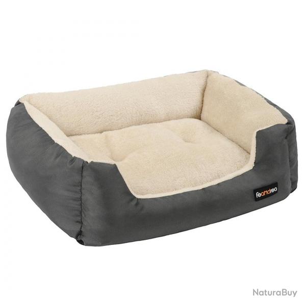 Lit pour chien coussin rversible 65 x 55 x 20 cm gris fonc 12_0001205