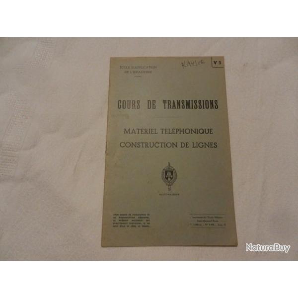 notice militaire cours de transmissions - matriel tlphonique - Saint Maixent 1955