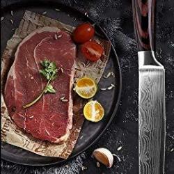 Couteau de Cuisine Professionnel Japonais Damas A Effiler Lame 20cm Acier Carbone Inoxydable