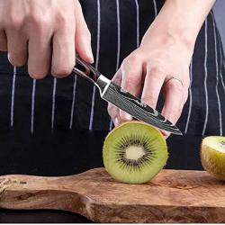 Couteau de Cuisine Professionnel Japonais Damas Office Lame 8cm Acier Carbone Inoxydable
