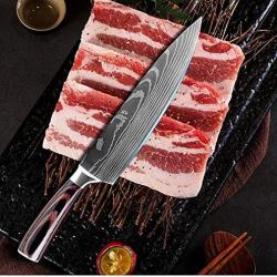 Couteau de Cuisine Professionnel Japonais Damas de Chef Lame 20cm Acier Carbone Inoxydable