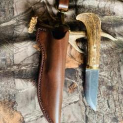 couteau de chasse artisanal bois de cerf /2