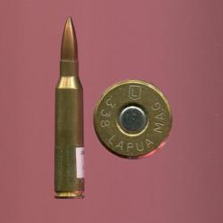 .338 lapua Magnum - marquage : L dans un blason 338 LAPUA MAGNUM - balle cuivre pointue