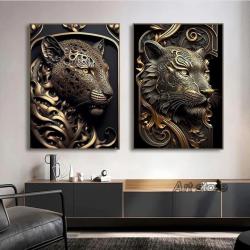 tableau léopard peinture en métal vendu sans cadre ! 50x70cm Livraison en tube .