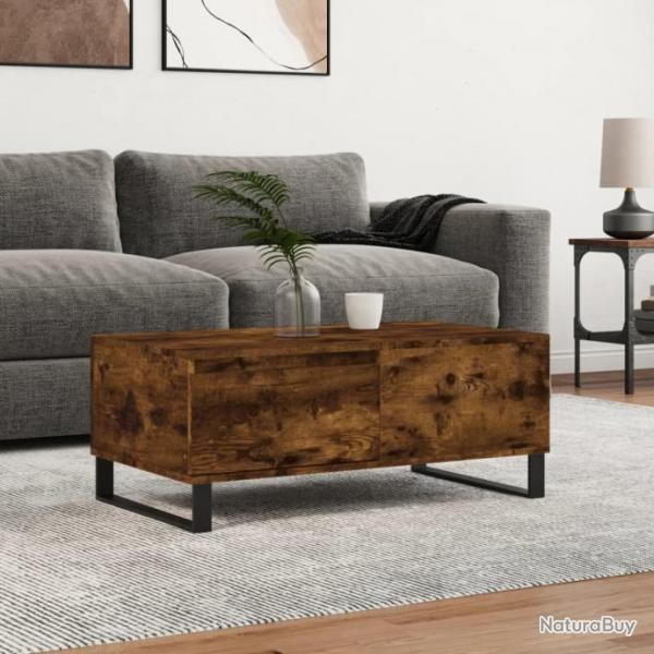 Table basse Chne fum 90x50x36,5 cm Bois d'ingnierie