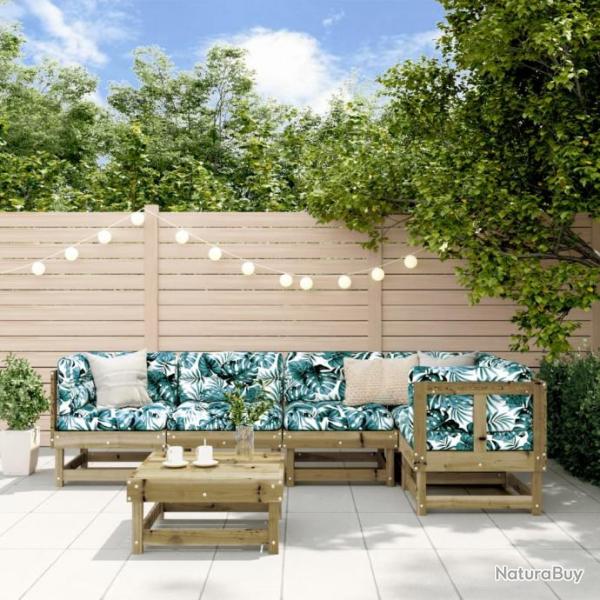 Salon de jardin 6 pcs avec coussins bois de pin imprgn