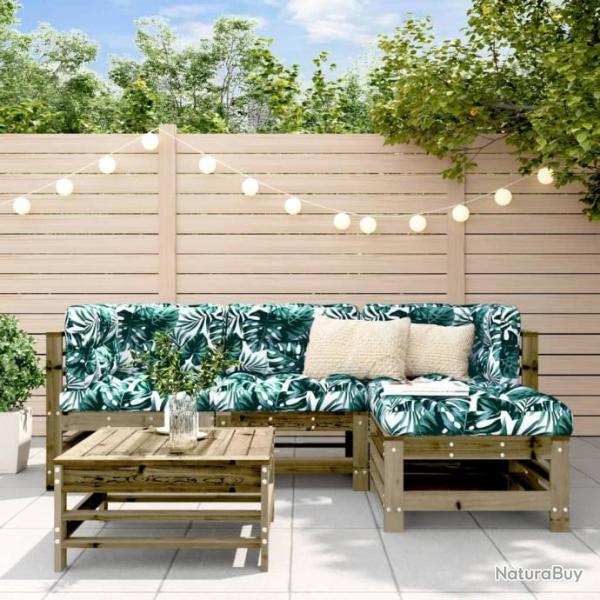 Salon de jardin 5 pcs avec coussins bois de pin imprgn