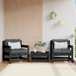 Chaises de jardin et coussins lot de 2 noir bois de pin massif