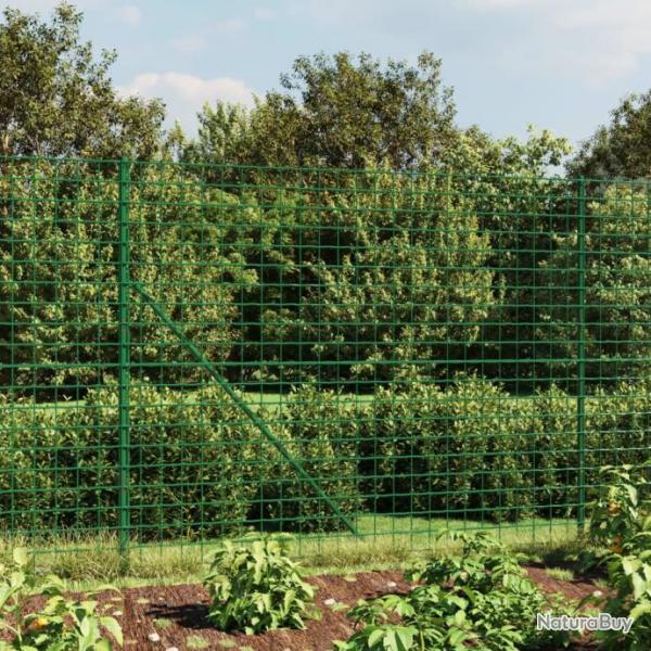 Clture en treillis mtallique et piquet d'ancrage vert 1,8x25m