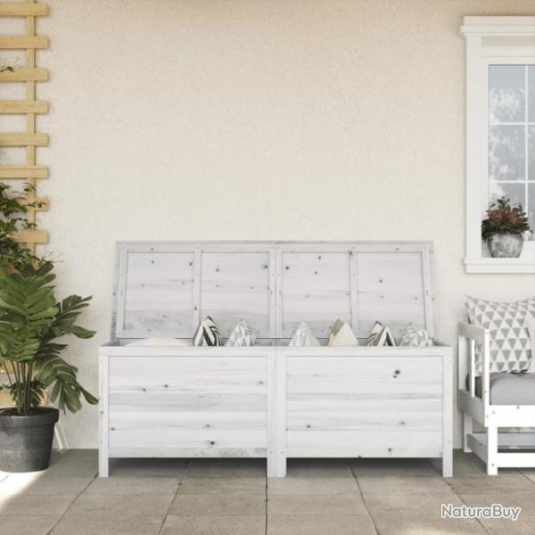 Bote de rangement jardin blanc 150x50x56,5cm bois massif sapin