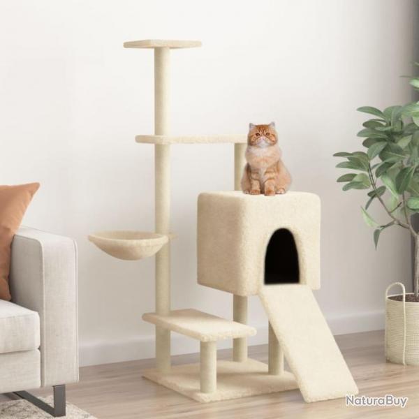 Arbre  chat avec griffoirs en sisal crme 130,5 cm