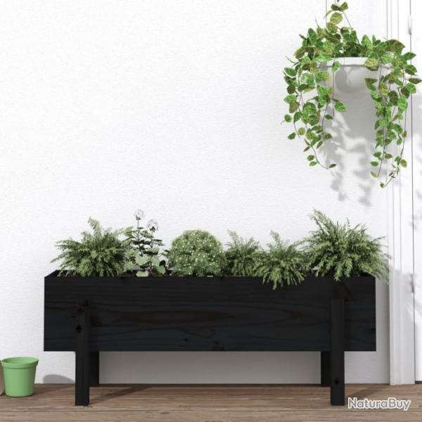 Lit surlev de jardin noir 101x30x38 cm bois de pin massif