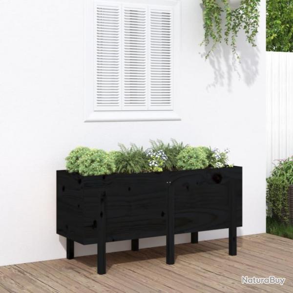 Lit surlev de jardin noir 121x50x57 cm bois de pin massif