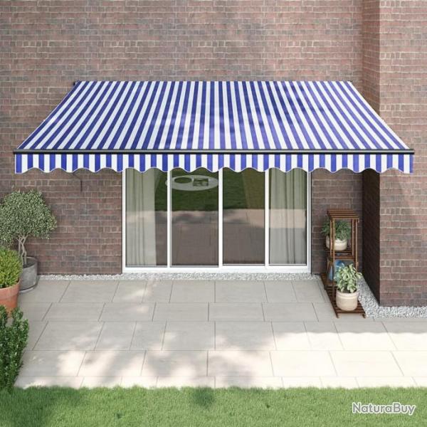 Auvent rtractable bleu et blanc 4x3 m tissu et aluminium