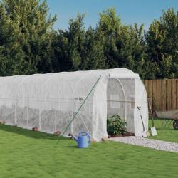 Serre avec cadre en acier blanc 16 m² 8x2x2 m