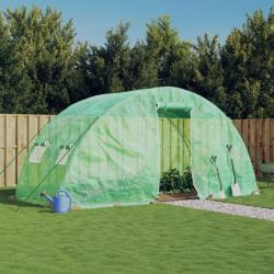 Serre avec cadre en acier vert 10 m² 5x2x2,3 m