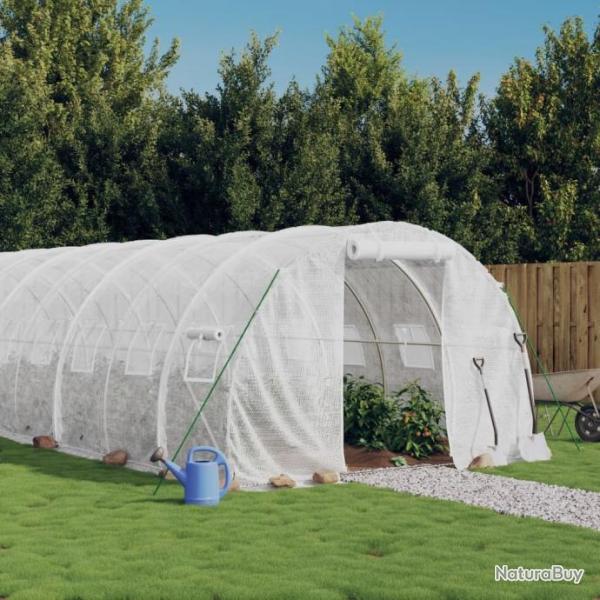 Serre avec cadre en acier blanc 18 m 6x3x2 m