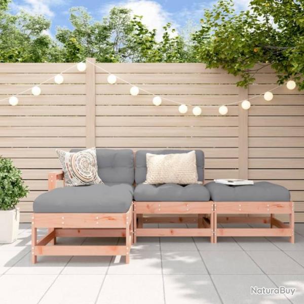 Salon de jardin 4 pcs avec coussins bois massif douglas