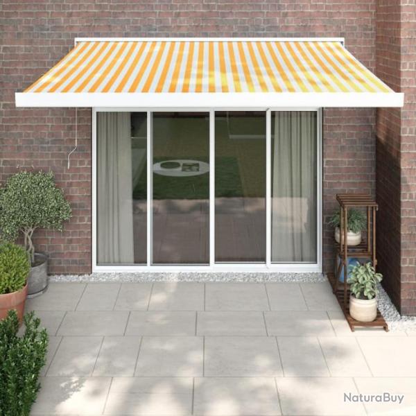 Auvent rtractable jaune et blanc 3x2,5 m tissu et aluminium