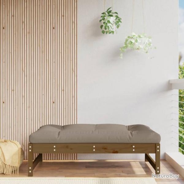 Repose-pied de jardin 120x80 cm marron miel bois de pin massif