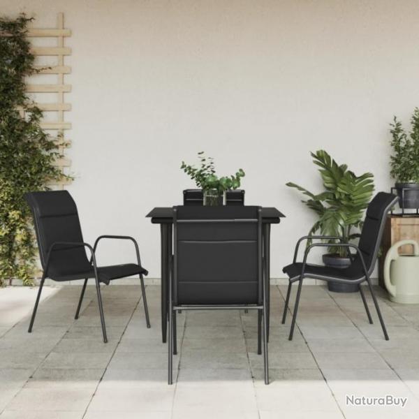 Ensemble  manger de jardin 5 pcs noir textilne et acier