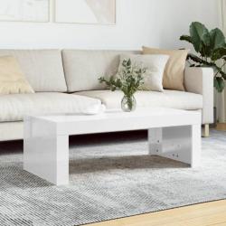 Table basse blanc brillant 102x50x36 cm bois d'ingénierie