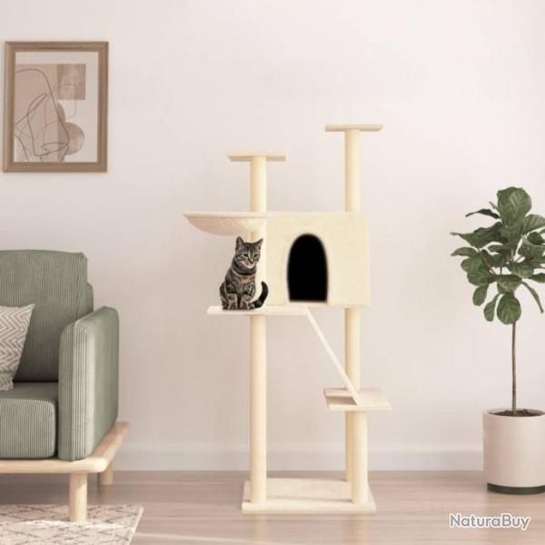 Arbre  chat avec griffoirs en sisal crme 143 cm