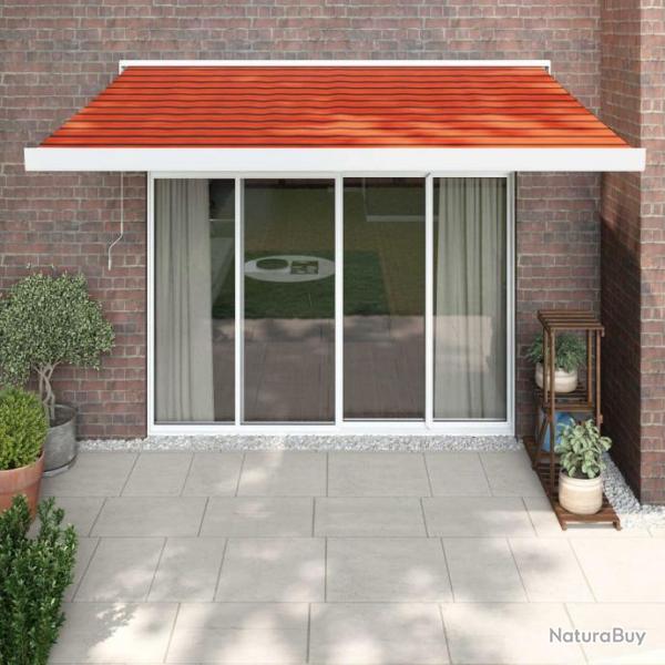 Auvent rtractable orange et marron 3,5x2,5m tissu et aluminium