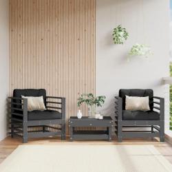 Chaises de jardin et coussins lot de 2 gris bois de pin massif