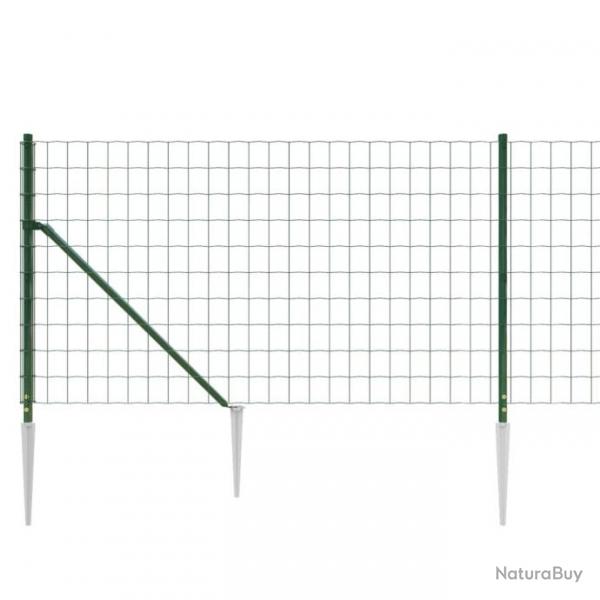 Clture en treillis mtallique et piquet d'ancrage vert 1,1x25m