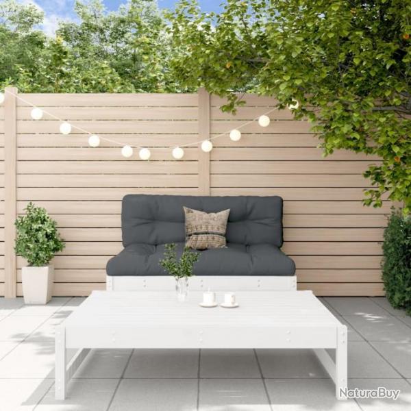 Salon de jardin 2 pcs avec coussins blanc bois massif