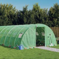 Serre avec cadre en acier vert 24 m² 6x4x2 m