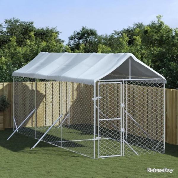 Chenil d'extrieur pour chiens avec toit argent 2x6x2,5 m
